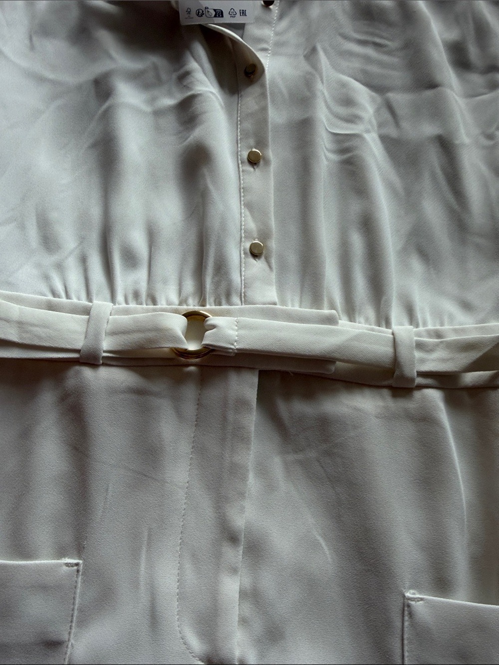 Zara Cream Belted Mini Dress Small - Picture 5 of 11